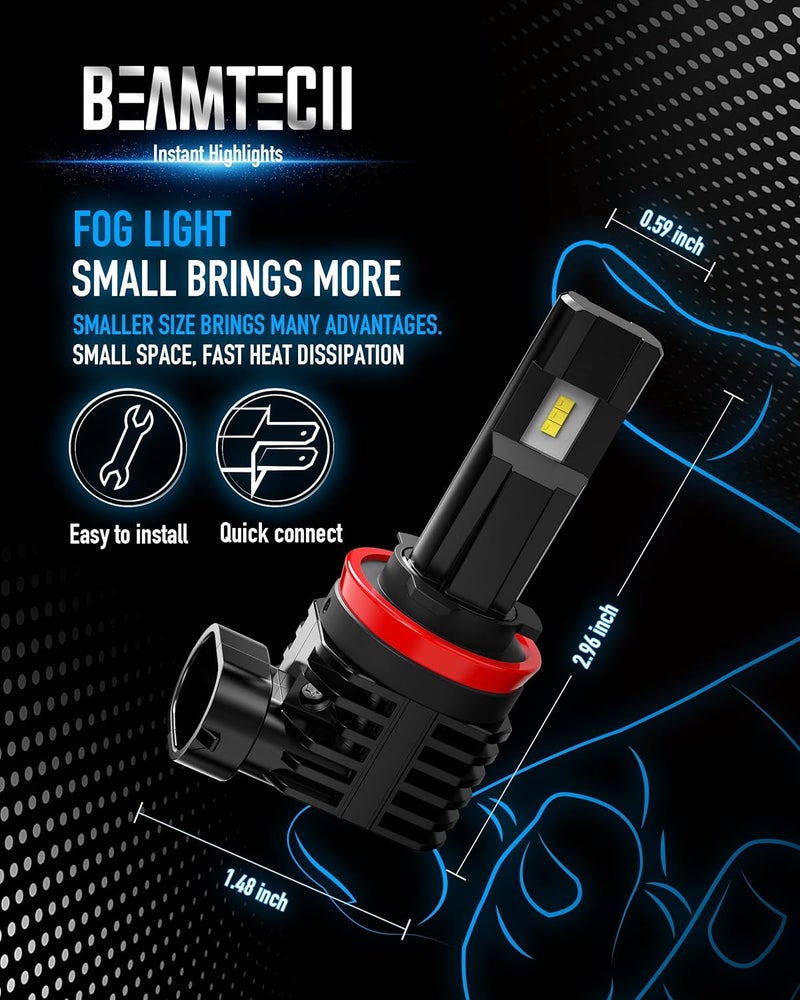 BEAMTECH H11 Fog Light Bulb H8 H9 Fog Replacement - Image 5